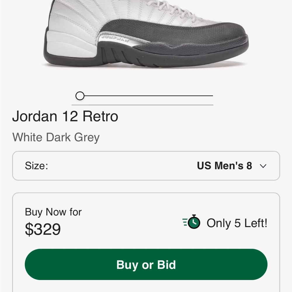 Jordan 12 Retro White and Dark Grey Sneakers
